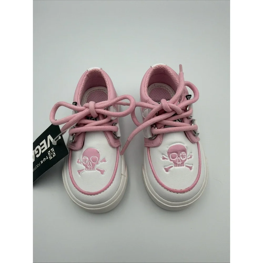 T.U.K‎ Pink & White Girls TukSkin Vegan Pirate Creeper Toddler Size 5 Sneaker